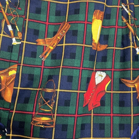 Handmade Skirt Womens Large Green Blue Plaid Straight Pencil Equestrian Preppy - Picture 11 of 12